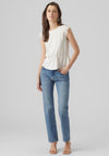 Vero Moda Caia Lace Trim Peplum Top, Snow White