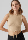Vero Moda Camma Tie Waist Crop Top, Irish Cream