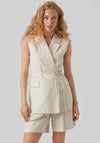 Vero Moda Lillmae Sleeveless Long Blazer, Oatmeal