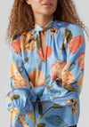 Vero Moda Renee Twist Neck Print Top, Little Boy Blue