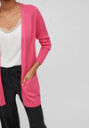 Vila Soft Knit Open Cardigan, Pink Yarrow