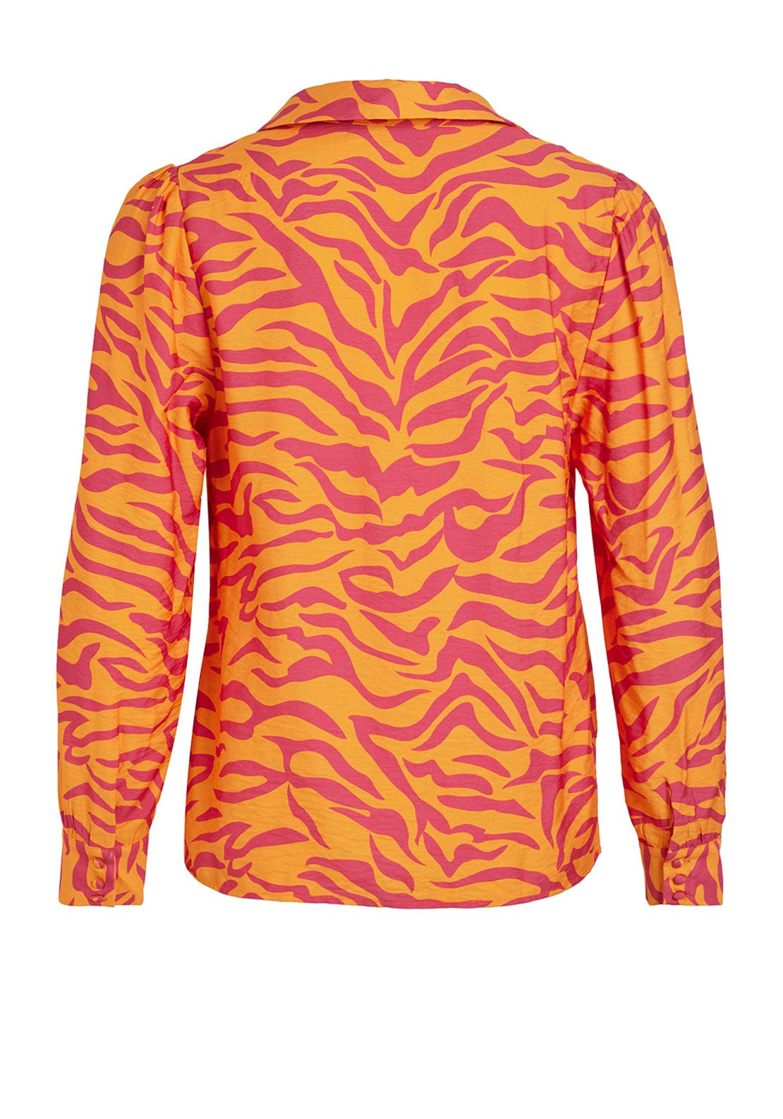 Vila Alinia V Neck Long Sleeve Zebra Pattern Shirt, Cadmium Yellow
