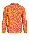 Vila Alinia V Neck Long Sleeve Zebra Pattern Shirt, Cadmium Yellow