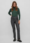 Vila Coated High Waist Straight Trousers, Black