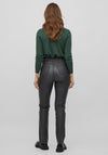 Vila Coated High Waist Straight Trousers, Black