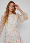 Vila Sophia Floral Ruched Midi Dress, Birch