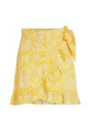 Vila Imia Printed Crepe Wrap Mini Skirt, Solar Power