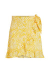 Vila Imia Printed Crepe Wrap Mini Skirt, Solar Power
