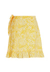 Vila Imia Printed Crepe Wrap Mini Skirt, Solar Power