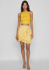 Vila Imia Printed Crepe Wrap Mini Skirt, Solar Power