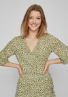 Vila Ditsy Floral Wrap Mini Dress, Calliste Green