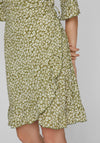 Vila Ditsy Floral Wrap Mini Dress, Calliste Green