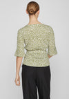 Vila Ditsy Floral Wrap Top, Calliste Green