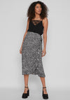 Vila Ditsy Floral Wrap Midi Skirt, Black