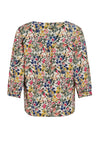 Vila Arianne Floral Print V Neck Top, Birch