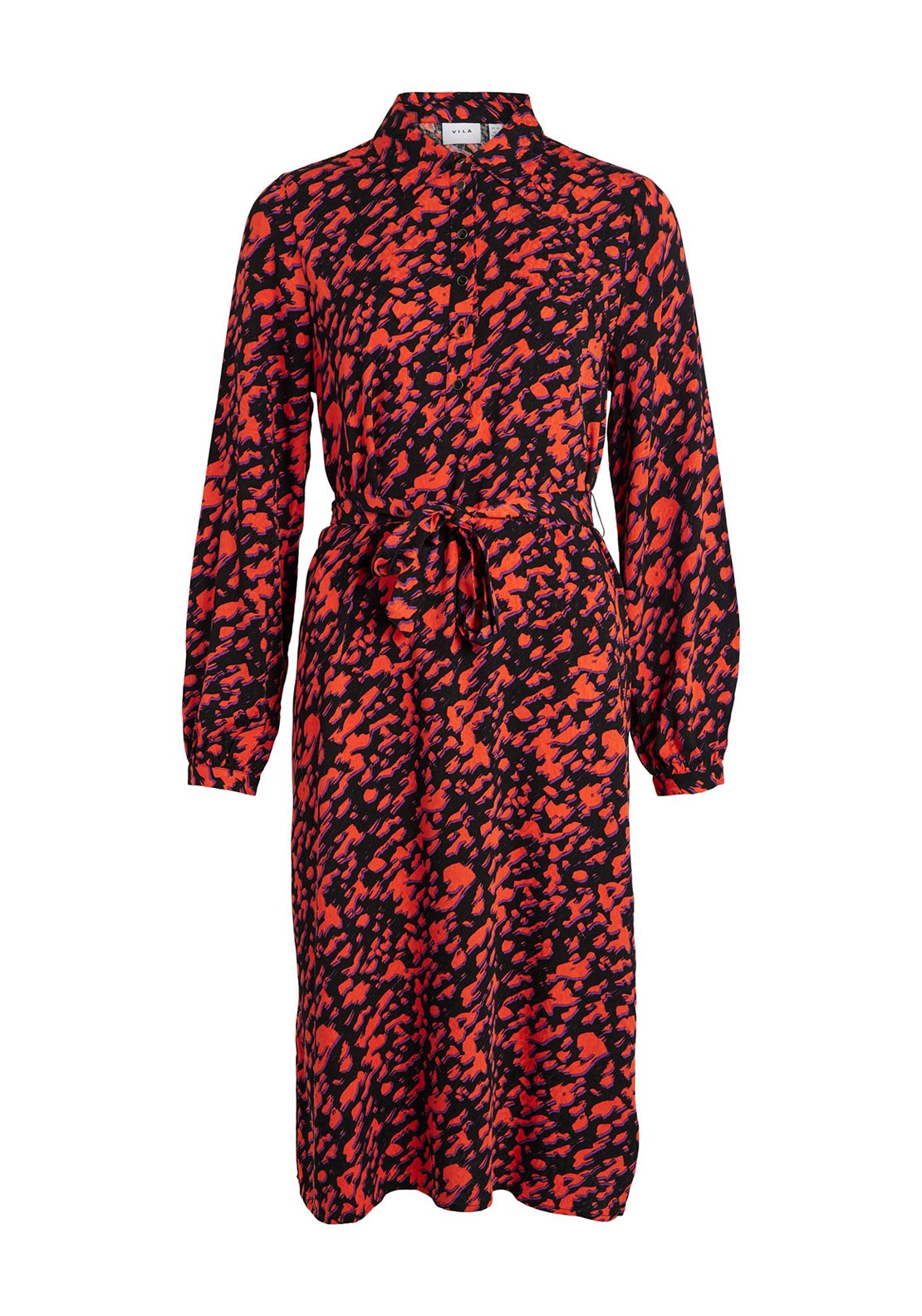 Vila Lotta Midi Shirt Dress, Black Multi