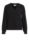 Vila Renan V Neck Top, Black