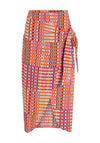 Vila Pipe Check Wrap Midi Skirt, Multi