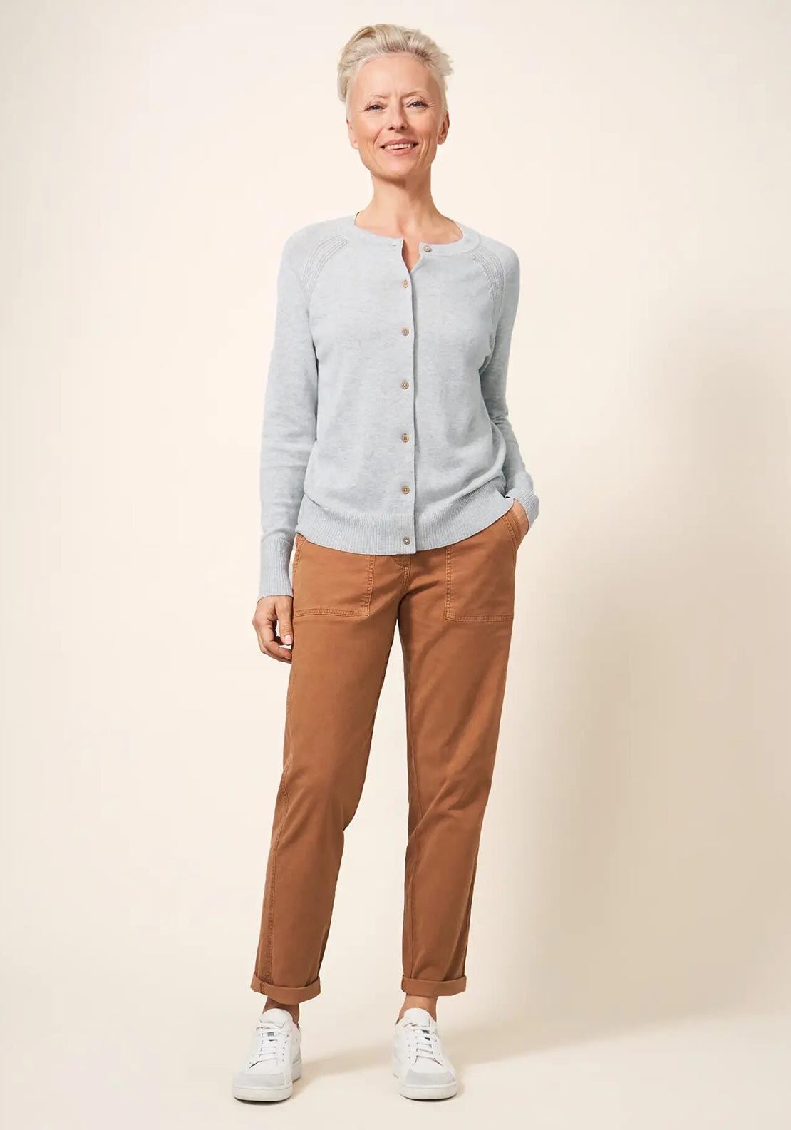 White Stuff Lulu Short Knit Cardigan, Grey Marl