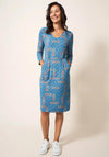 White Stuff Tallie Print Jersey Dress, Teal Multi