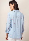 White Stuff Emilia Stripe Embroidery Shirt, Blue