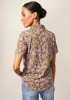 White Stuff Penny Print Jersey Shirt, Green & Pink