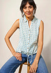 White Stuff Flowing Grasses Sleeveless Shirt, Teal & White
