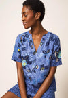 White Stuff June Print Linen Tunic Top, Blue