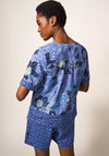 White Stuff June Print Linen Tunic Top, Blue