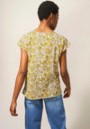 White Stuff Rae Printed Organic Cotton Top, Mustard & White