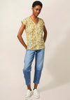 White Stuff Rae Printed Organic Cotton Top, Mustard & White