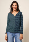 White Stuff Nelly Print Long Sleeve T-Shirt, Navy & Teal