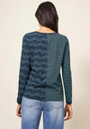 White Stuff Nelly Print Long Sleeve T-Shirt, Navy & Teal