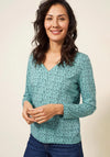 White Stuff Nelly Print Long Sleeve T-Shirt, Teal
