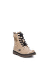Xti Girls Sequined Patent Leather Boots, Beige