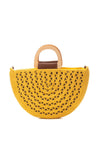 Xti Womens Weaved Crescent Medium Satchel Bag, Yellow