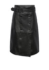Y.A.S Flo Leather Midi Skirt, Black