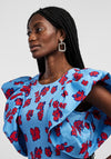 Y.A.S Nellie Ruffle Shoulder Mini Dress, Ethereal Blue