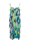 Y.A.S Pimo Abstract Print Frill Midi Dress, French Blue