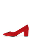 Zen Collection Brooch Block Heel Shoe, Red