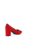 Zen Collection Brooch Block Heel Shoe, Red