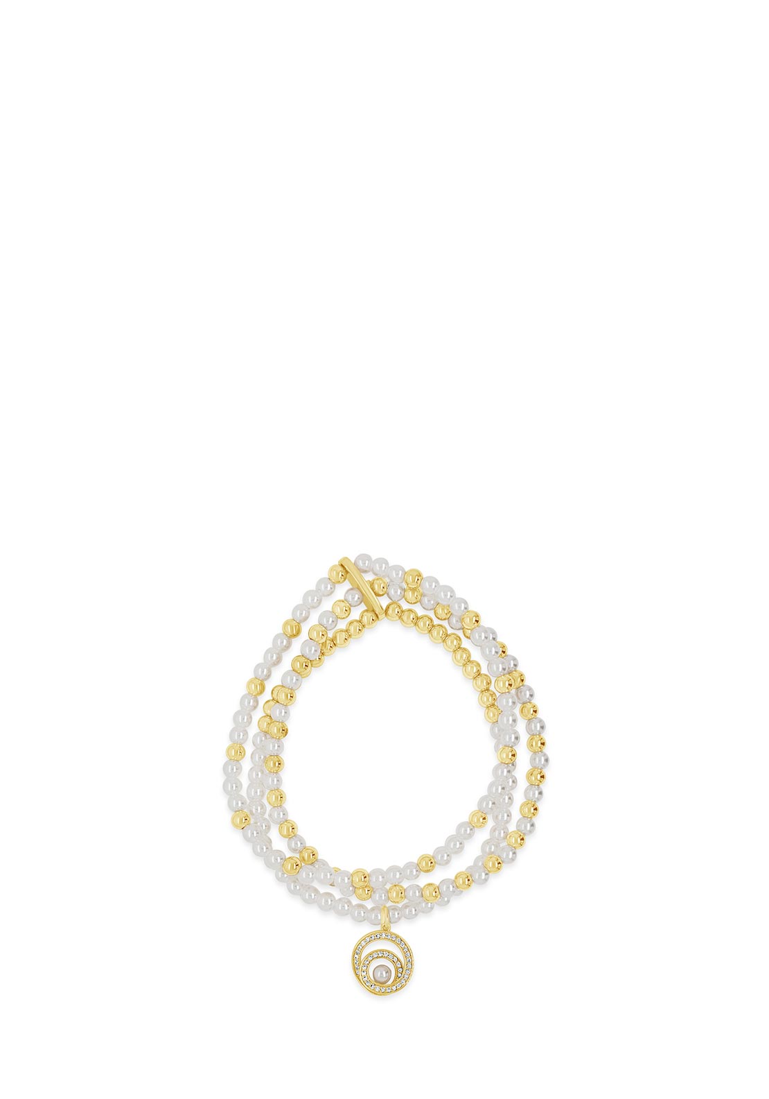 Absolute Pearl Bead Zirconia Swirl Bracelet, Gold