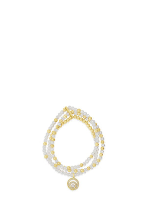 Absolute Pearl Bead Zirconia Swirl Bracelet, Gold