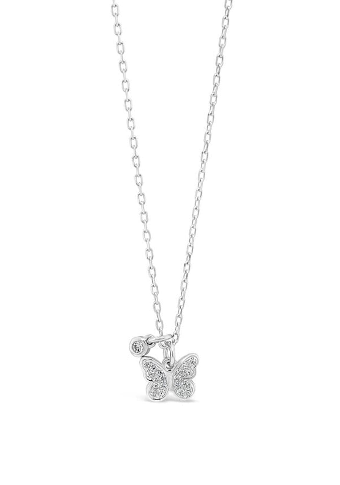 Absolute Kids Butterfly Pendant & Chain, Silver