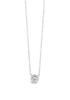 Absolute Sterling Silver Cubic Zirconia Stud Pendant Necklace, Silver