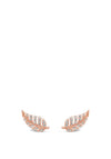 Absolute Stone Set Leaf Earrings, Rose Gold