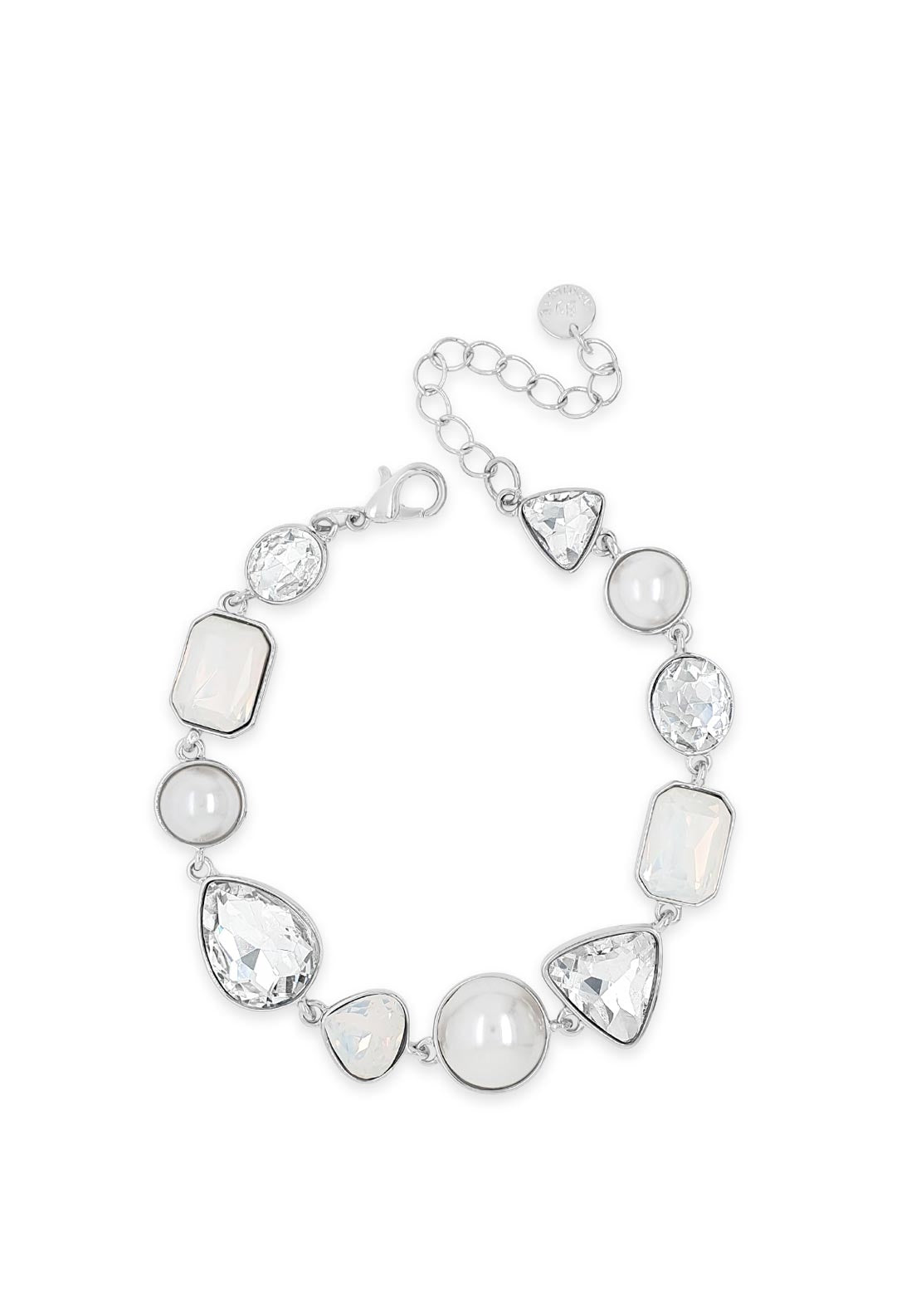 Absolute Silver Opal Rectangular and White Pearl Bracelet, B2087SL