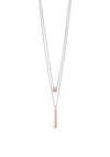 Absolute Silver Double Chain Rose Gold Pendant Necklace, JP235SL