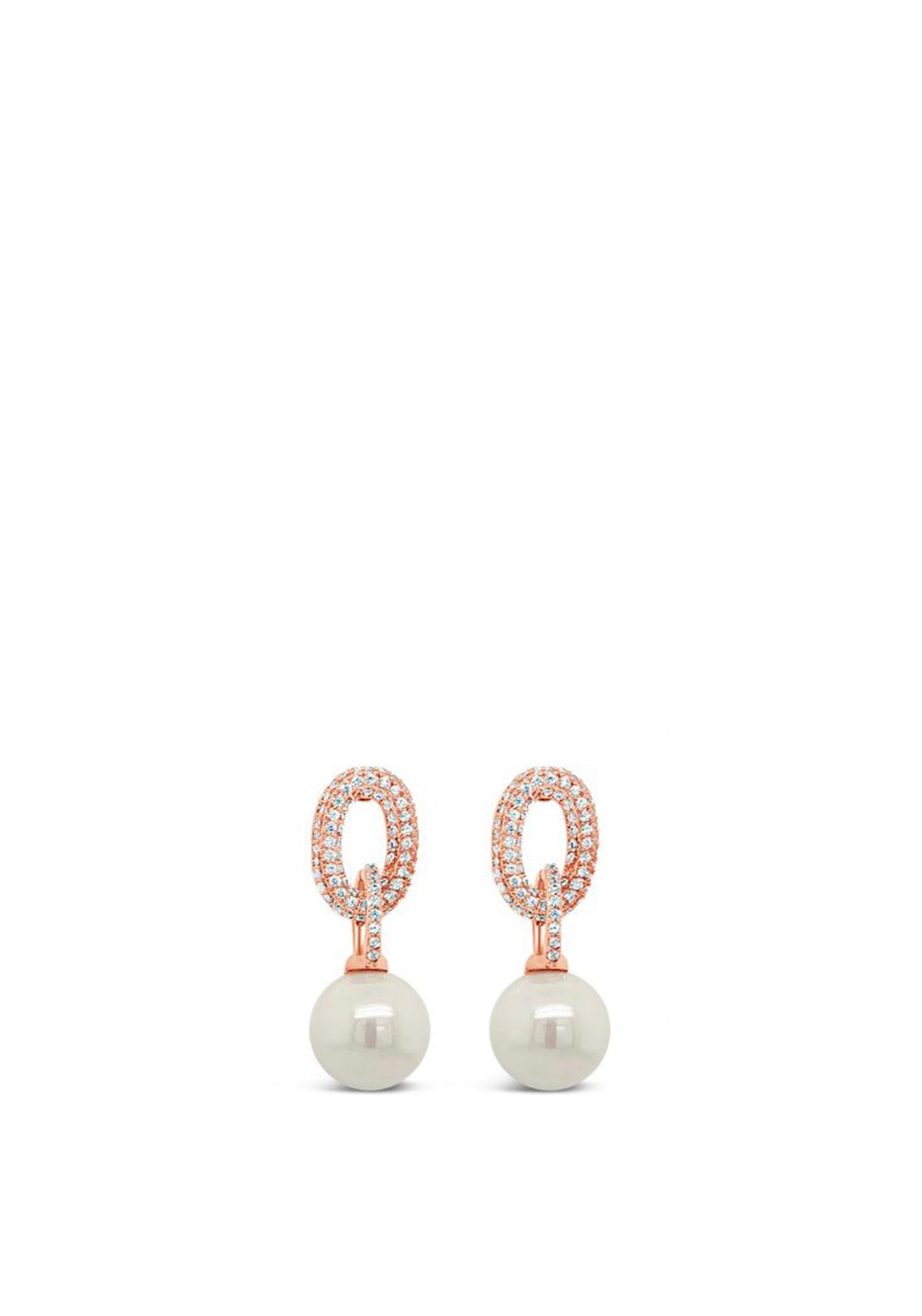Absolute Pearl & Crystal Drop Earrings, Rose Gold