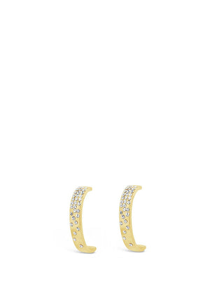 Absolute Diamante Half Hoop Earrings, Gold